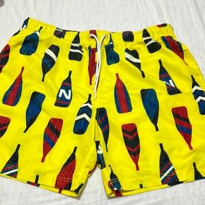 Nautica Yellow Swim Shorts with Bottle Print. Brand new without tags